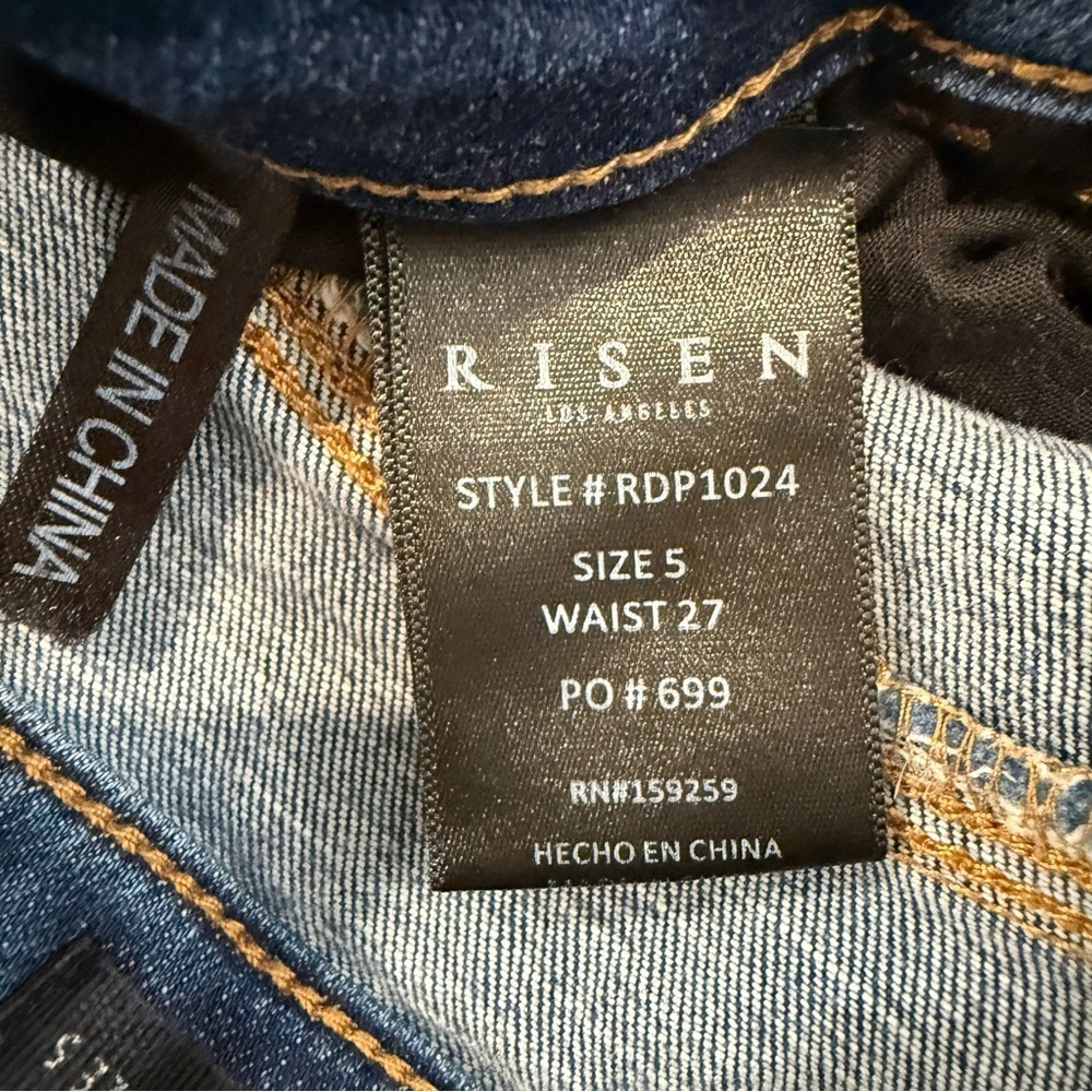 Risen Curvy Yoke Hip Up Skinny Denim Jeans Women’s 27 Dark Blue Wash Mid Rise - Picture 8 of 8